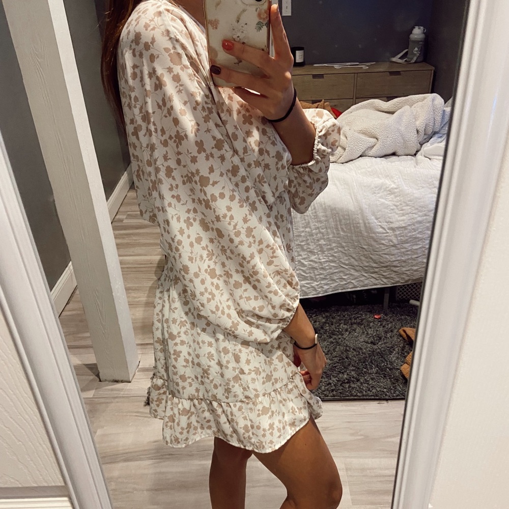 Vanilla Bay White and Blush Pink Flower Dress